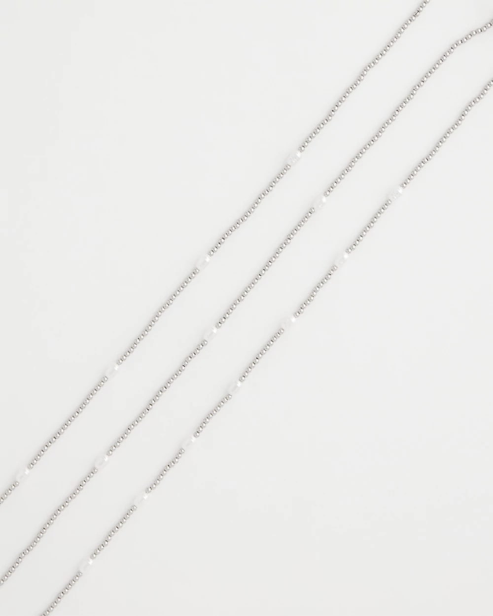 Chico's Pearlescent Bead Ball Short Necklace Silver