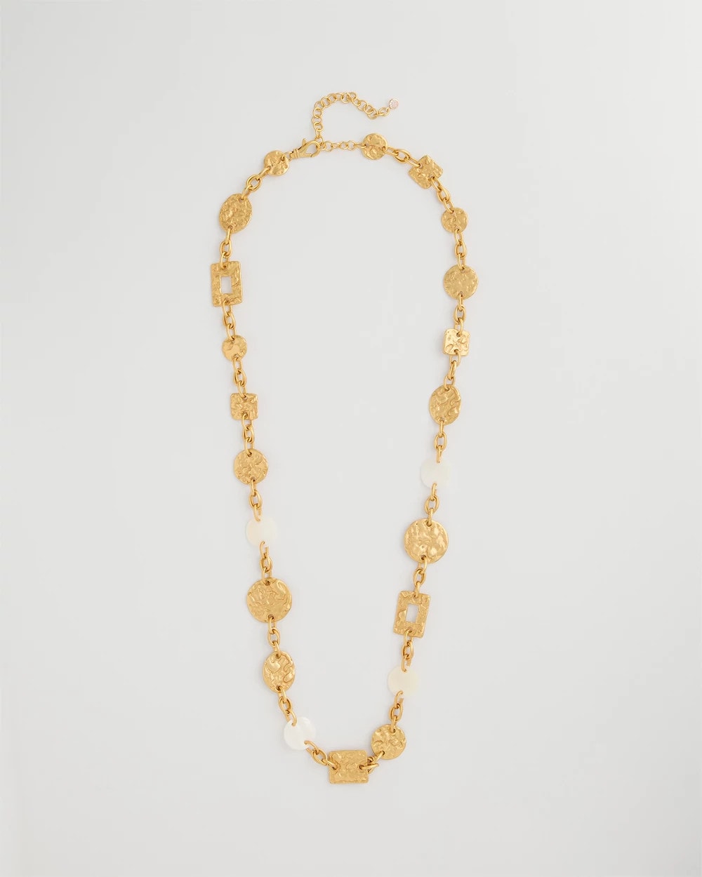 Chico's Pearl Hammered Long Necklace Gold