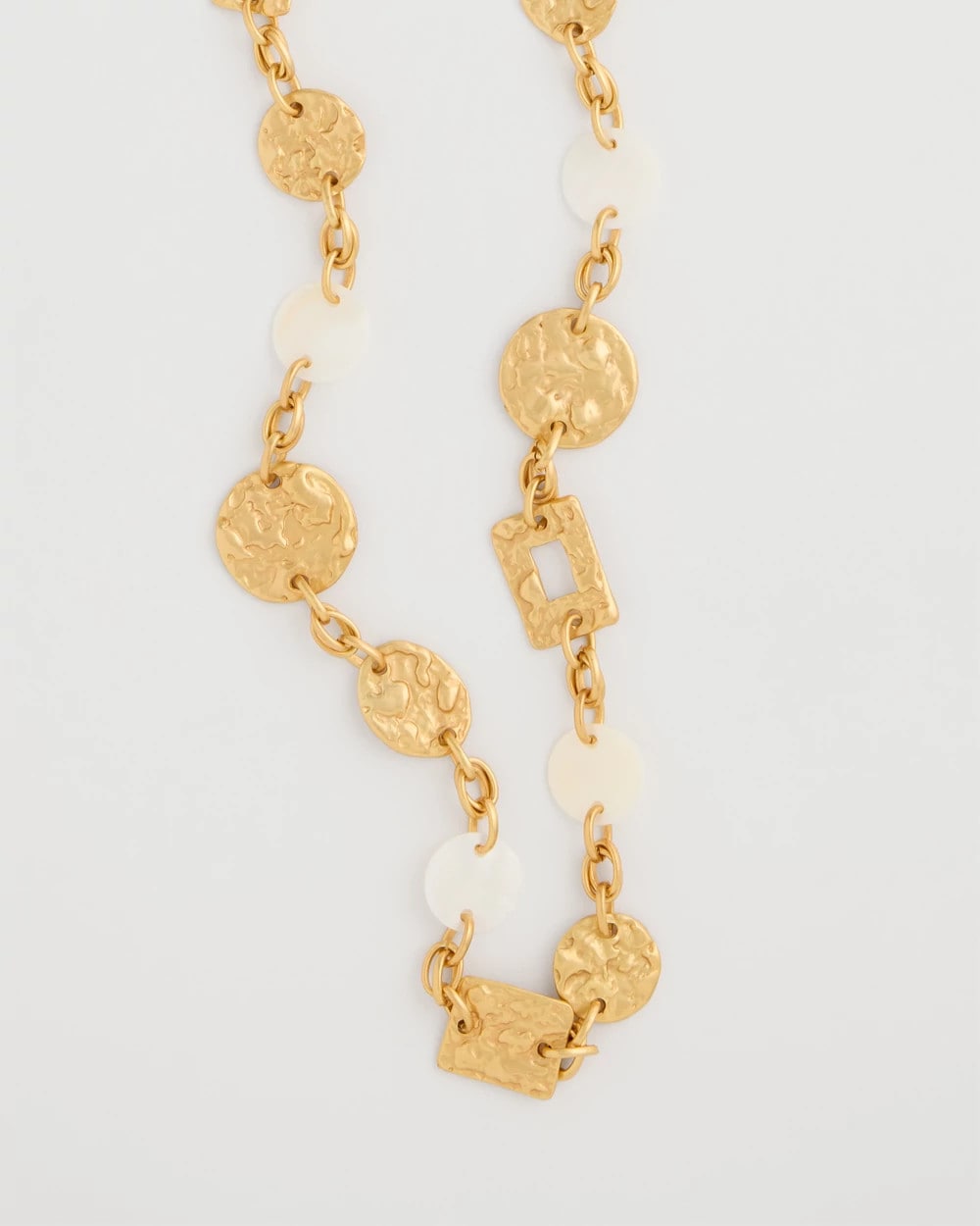 Chico's Pearl Hammered Long Necklace Gold