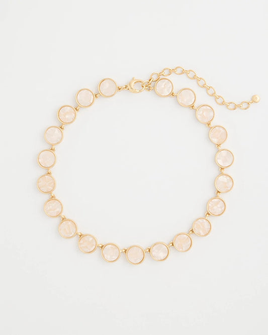 Chico's Pearlescent Rounded Collar Necklace Gold