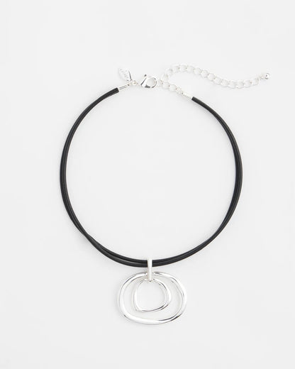 Chico's Silver Tone Rings Pendant Necklace Silver
