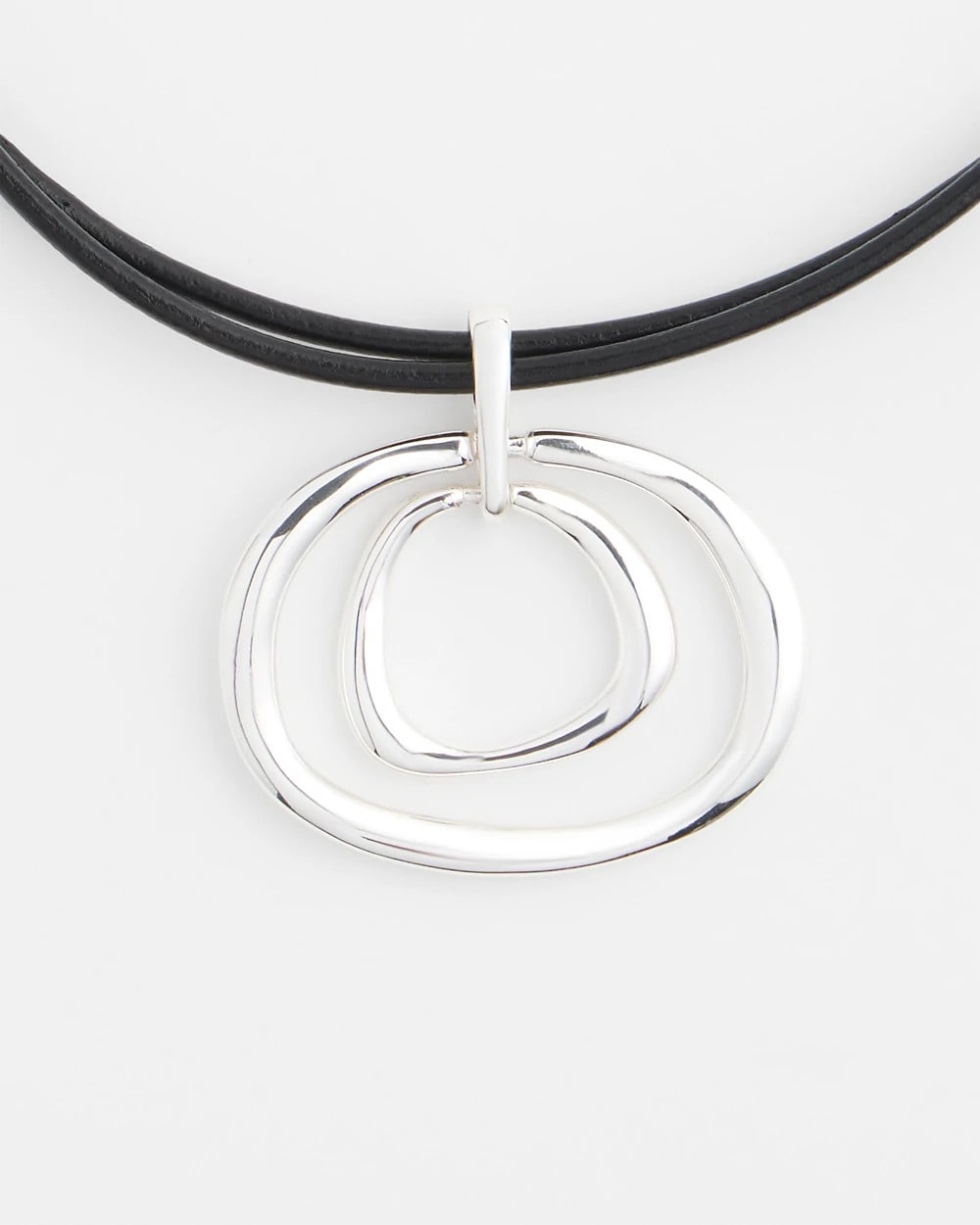 Chico's Silver Tone Rings Pendant Necklace Silver