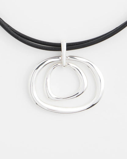 Chico's Silver Tone Rings Pendant Necklace Silver