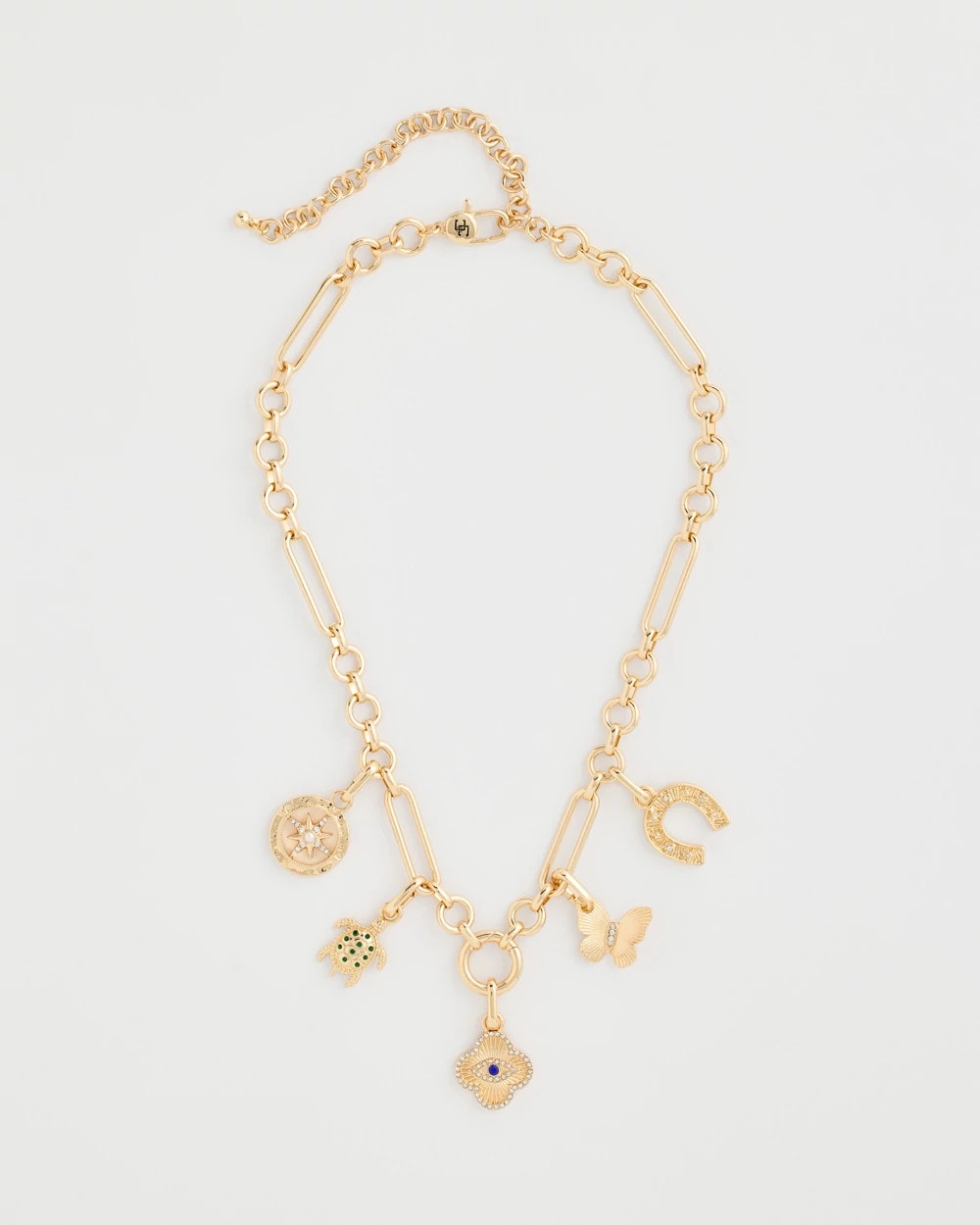 Chico's Shiny Goldtone Novelty Charm Necklace Gold