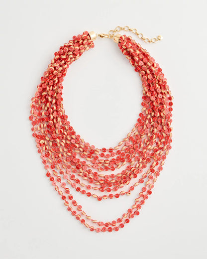 Chico's Coral Multi-Strand Necklace Coral