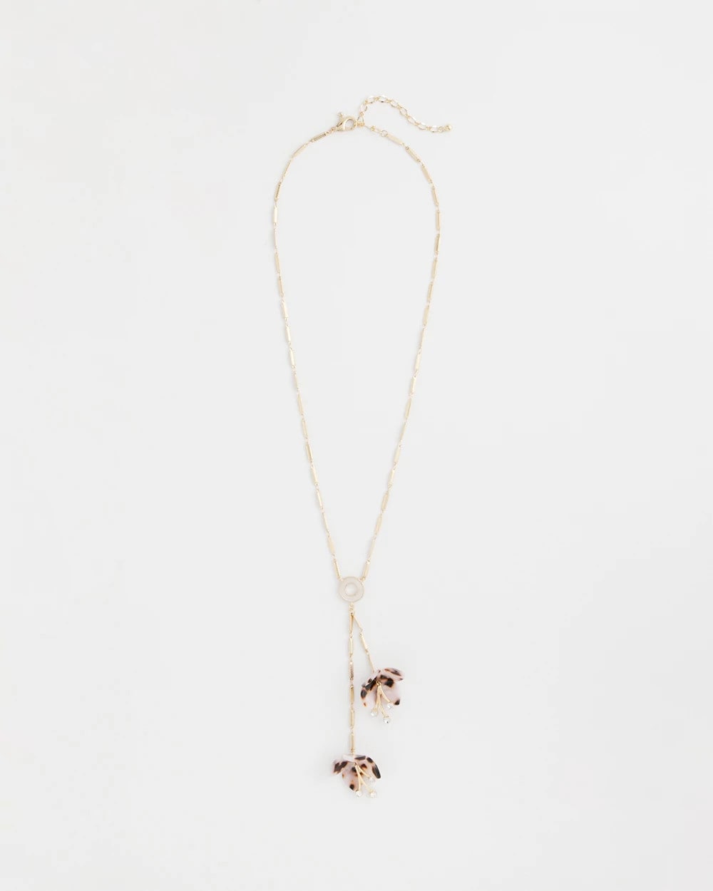 Chico's Tortoise Spider Lily Y-Necklace Neutral