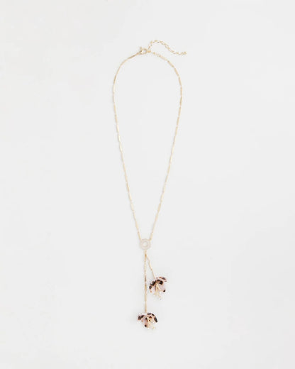 Chico's Tortoise Spider Lily Y-Necklace Neutral
