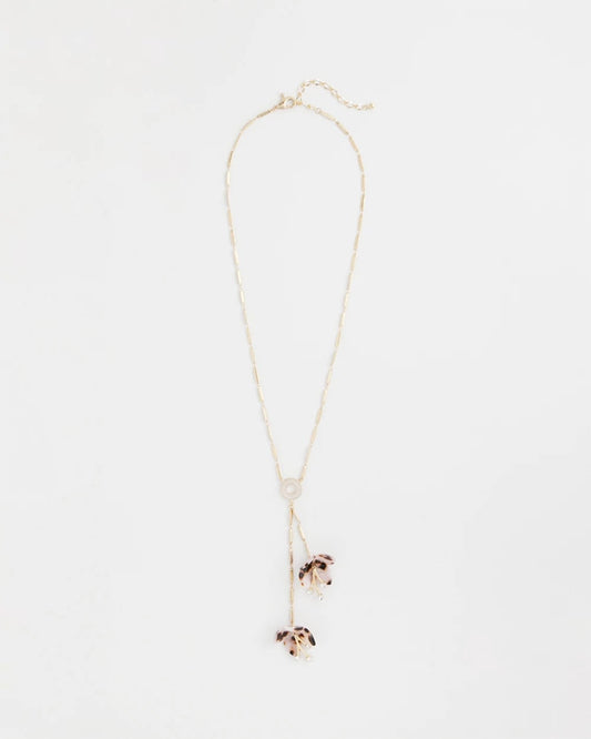 Chico's Tortoise Spider Lily Y-Necklace Neutral