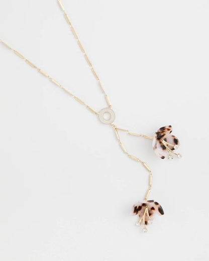 Chico's Tortoise Spider Lily Y-Necklace Neutral