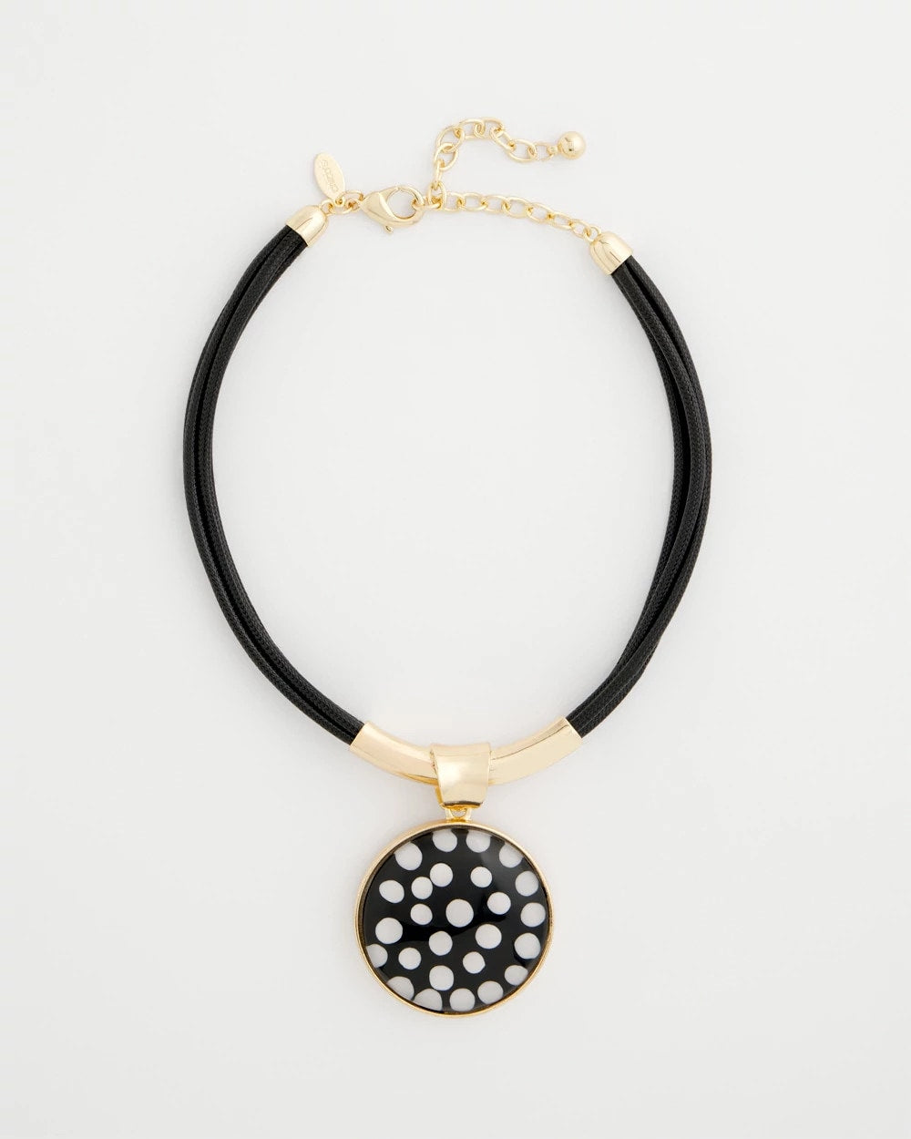 Chico's Polka Dot Pendant Necklace Black/White