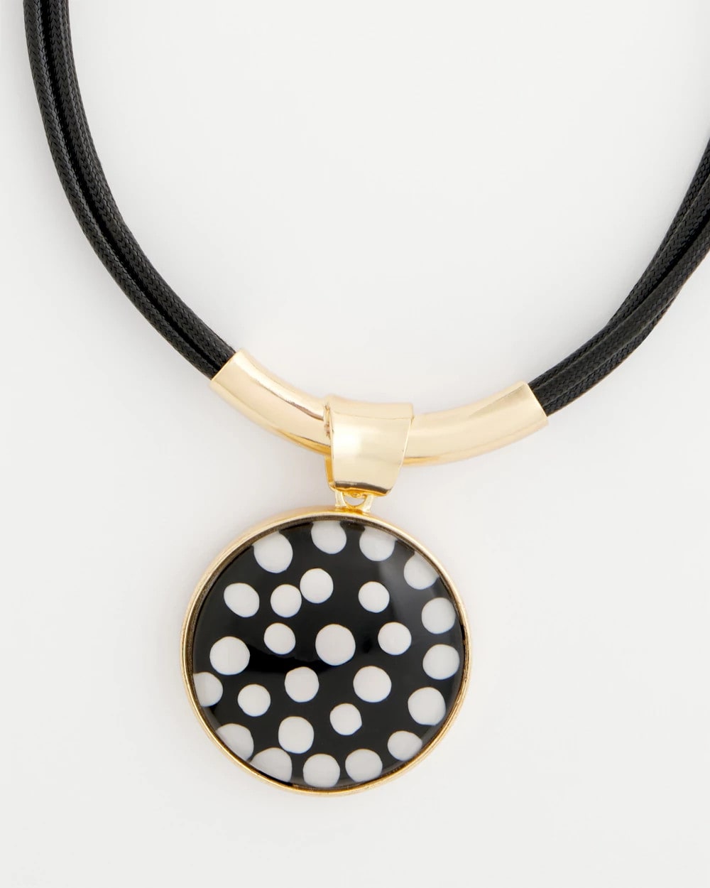 Chico's Polka Dot Pendant Necklace Black/White