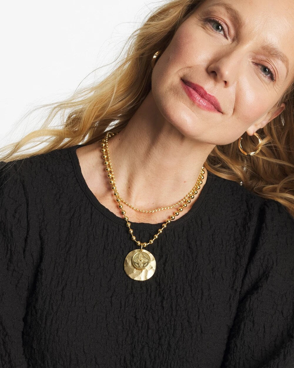 Chico's Short Gold Ball Chain Pendant Gold
