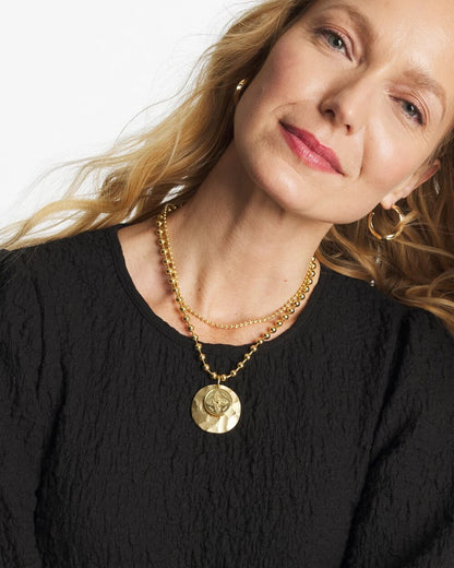 Chico's Short Gold Ball Chain Pendant Gold