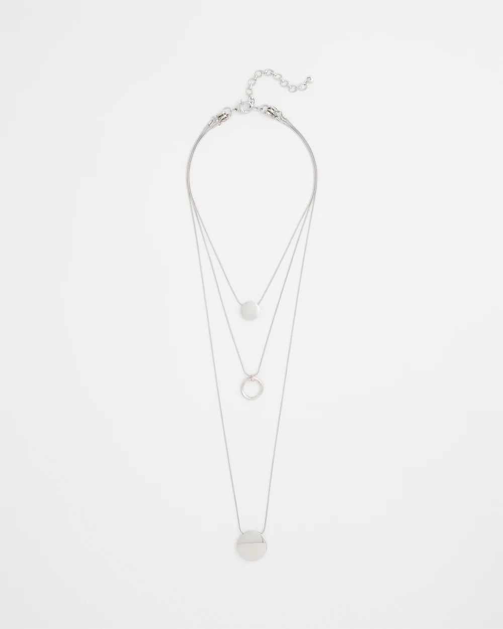 Chico's Silver Triple Pendant Necklace Silver