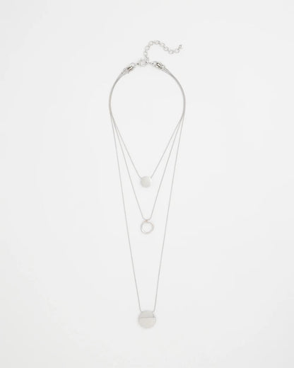 Chico's Silver Triple Pendant Necklace Silver