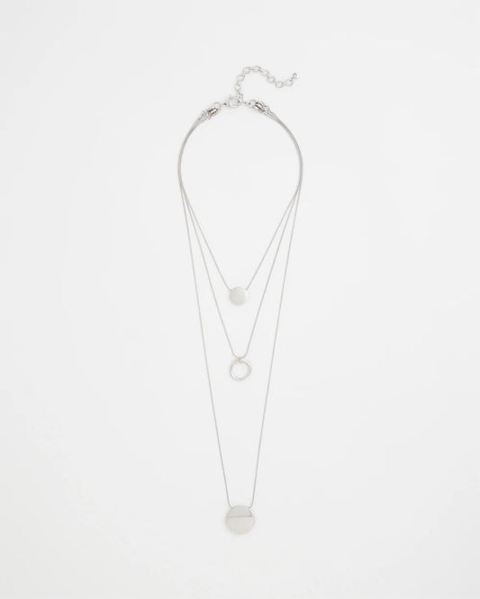 Chico's Silver Triple Pendant Necklace Silver