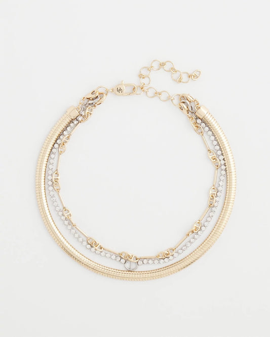 Chico's Mixed Metal Link Triple-Strand Necklace Mixed Metals
