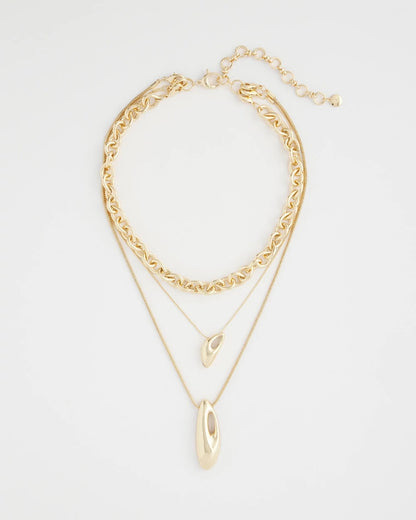 Chico's Convertible Three-Strand Pendant Necklace Gold