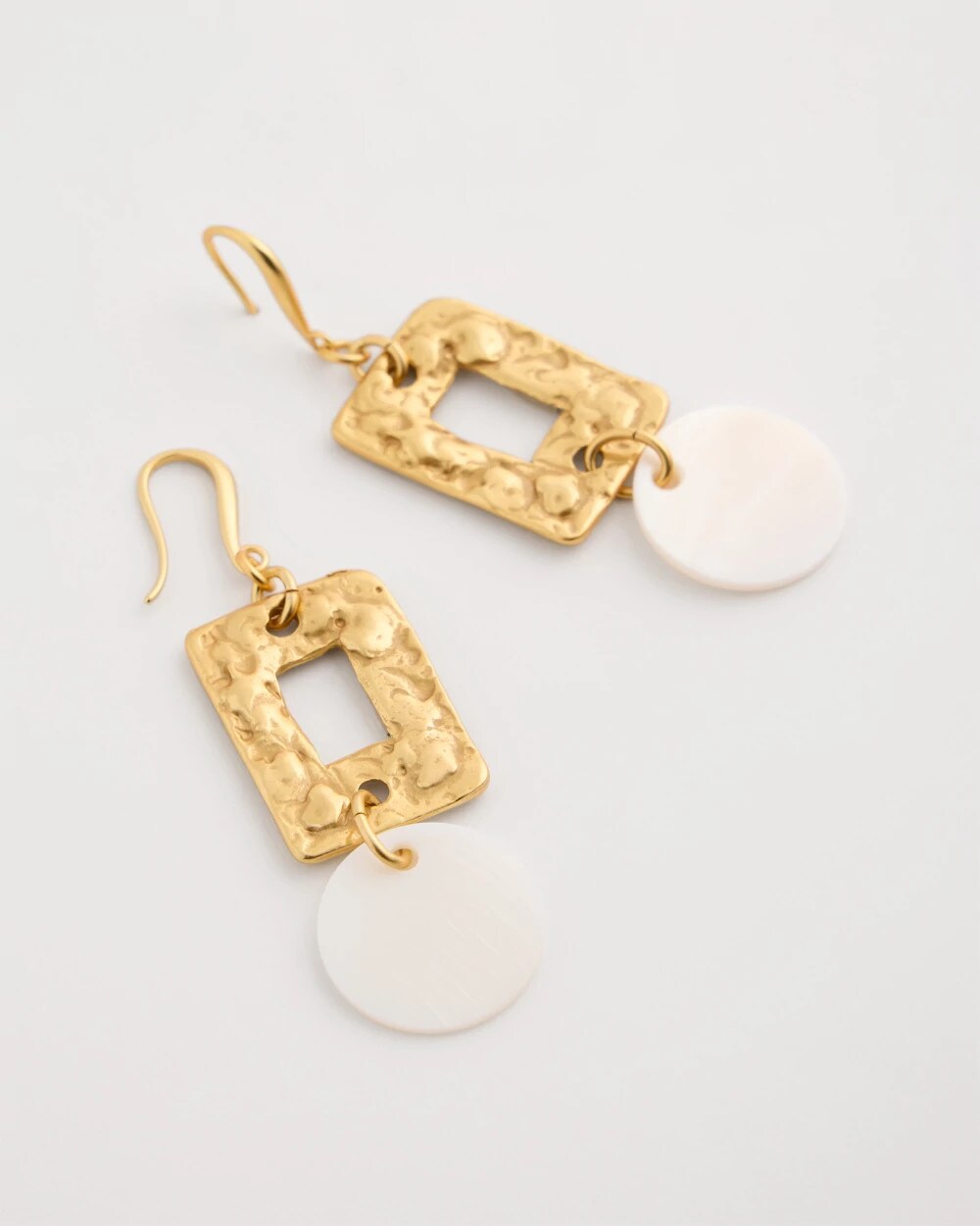 Chico's Pearl Hammered Drop Earrings Gold