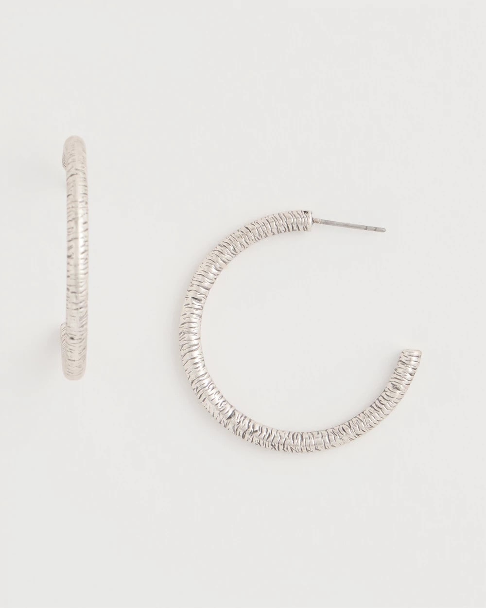 Chico's Silvertone Textured Hoop Earrings Silver