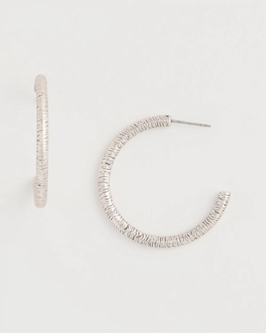 Chico's Silvertone Textured Hoop Earrings Silver
