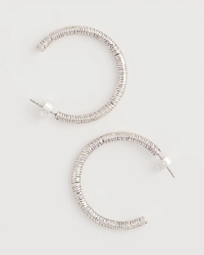 Chico's Silvertone Textured Hoop Earrings Silver