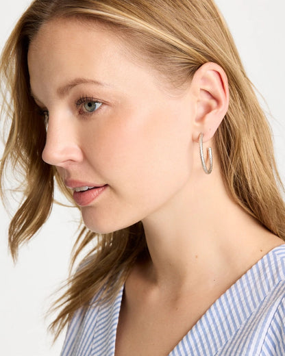Chico's Silvertone Textured Hoop Earrings Silver