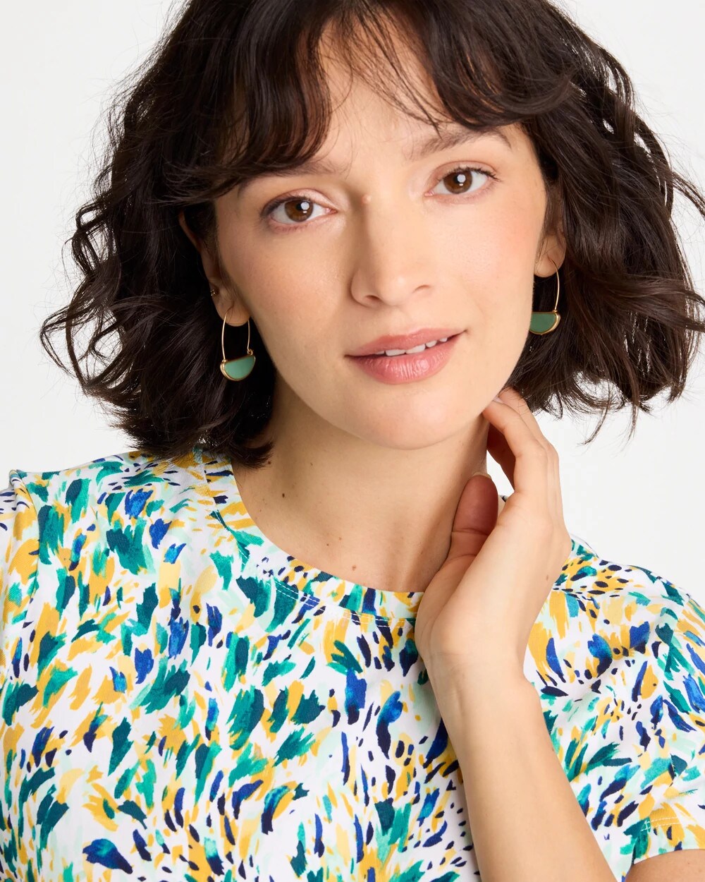 Chico's Resin Threader Drop Earrings Green