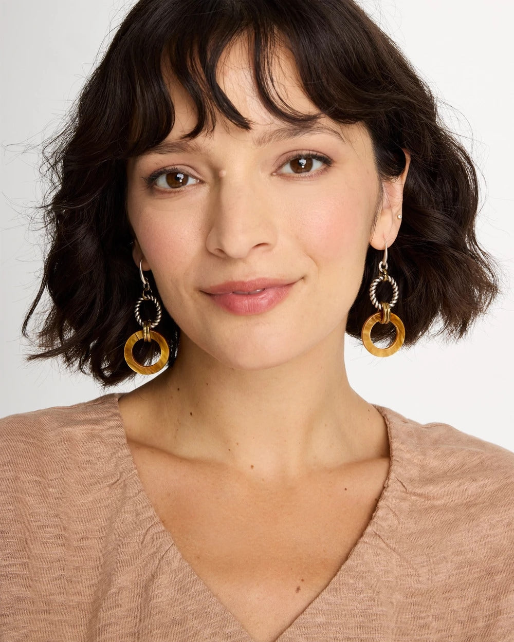 Chico's Linked Resin Drop Earrings Neutral