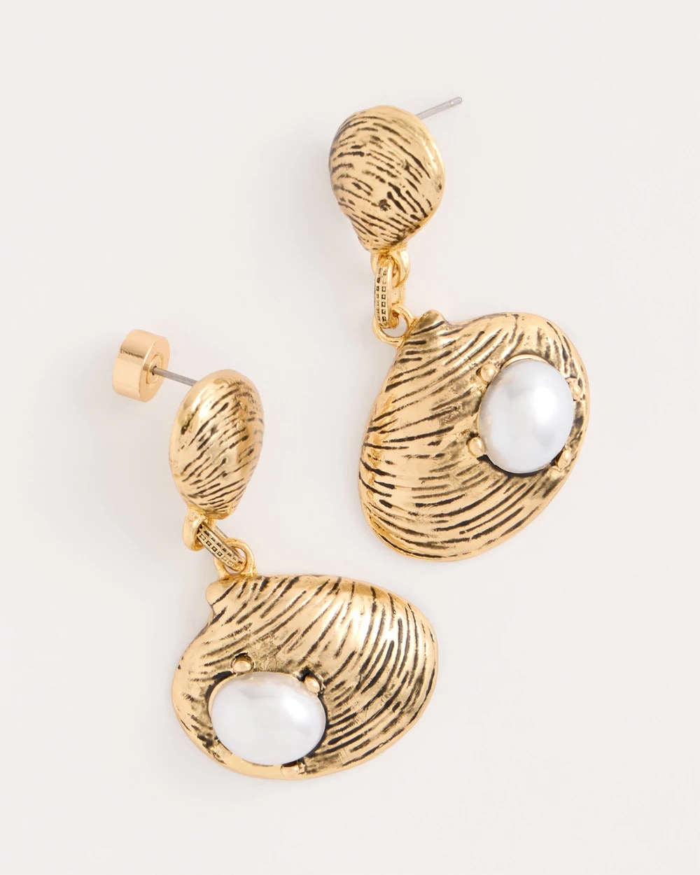 Chico's Golden Shell Drop Earrings Gold