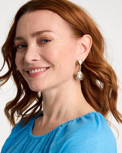 Chico's Golden Shell Drop Earrings Gold