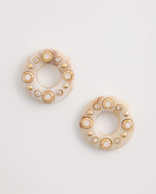 Chico's Embellished Neutral Stud Earrings Neutral