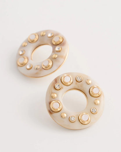 Chico's Embellished Neutral Stud Earrings Neutral