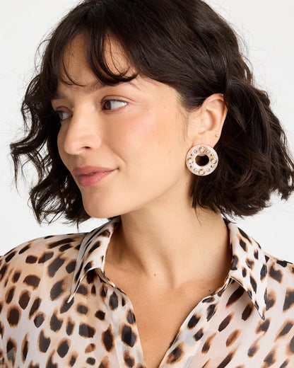 Chico's Embellished Neutral Stud Earrings Neutral
