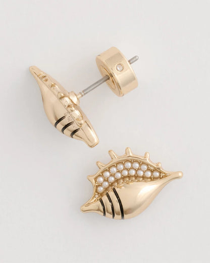 Chico's Conch Stud Earrings Gold