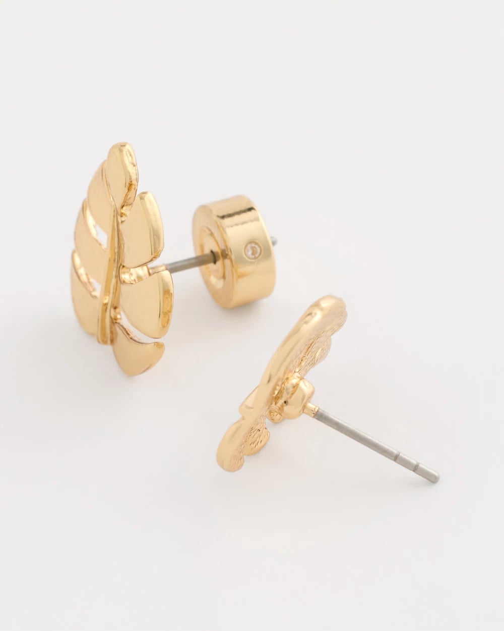 Chico's Palm Frond Stud Earrings Gold
