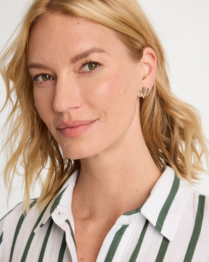 Chico's Palm Frond Stud Earrings Gold