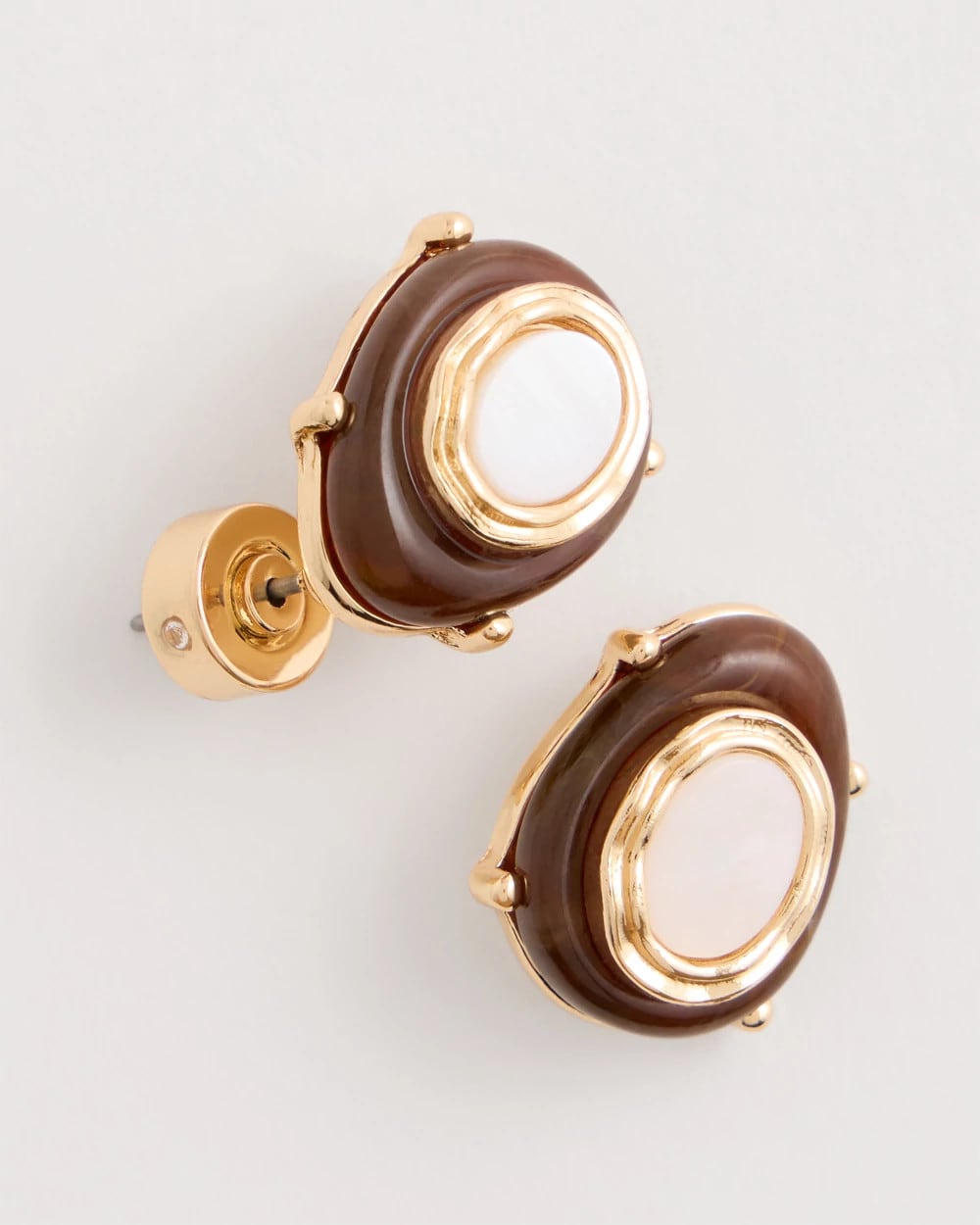 Chico's Genuine River Shell Stud Earrings Brown