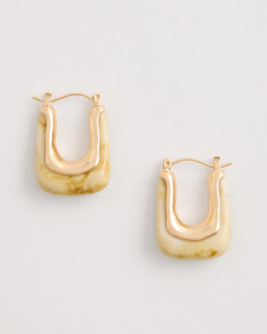 Chico's Neutral Goldtone Square Hoop Earrings Neutral