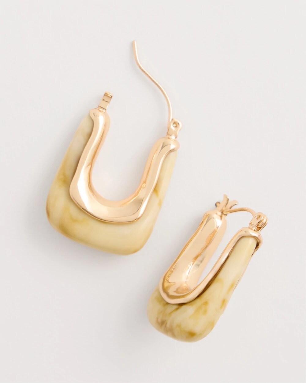 Chico's Neutral Goldtone Square Hoop Earrings Neutral