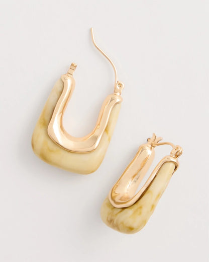 Chico's Neutral Goldtone Square Hoop Earrings Neutral