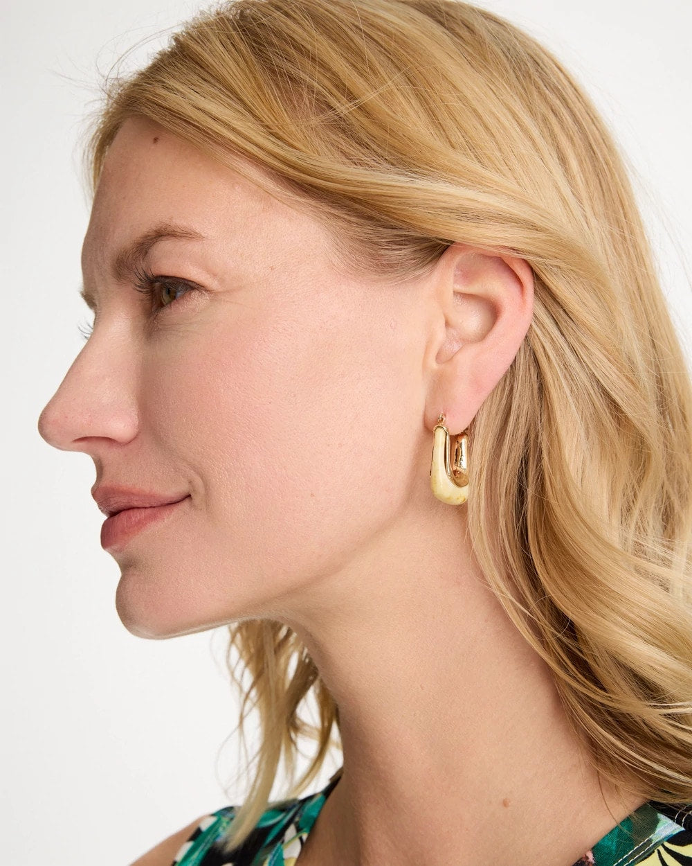 Chico's Neutral Goldtone Square Hoop Earrings Neutral