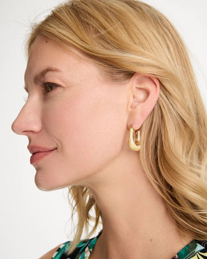 Chico's Neutral Goldtone Square Hoop Earrings Neutral