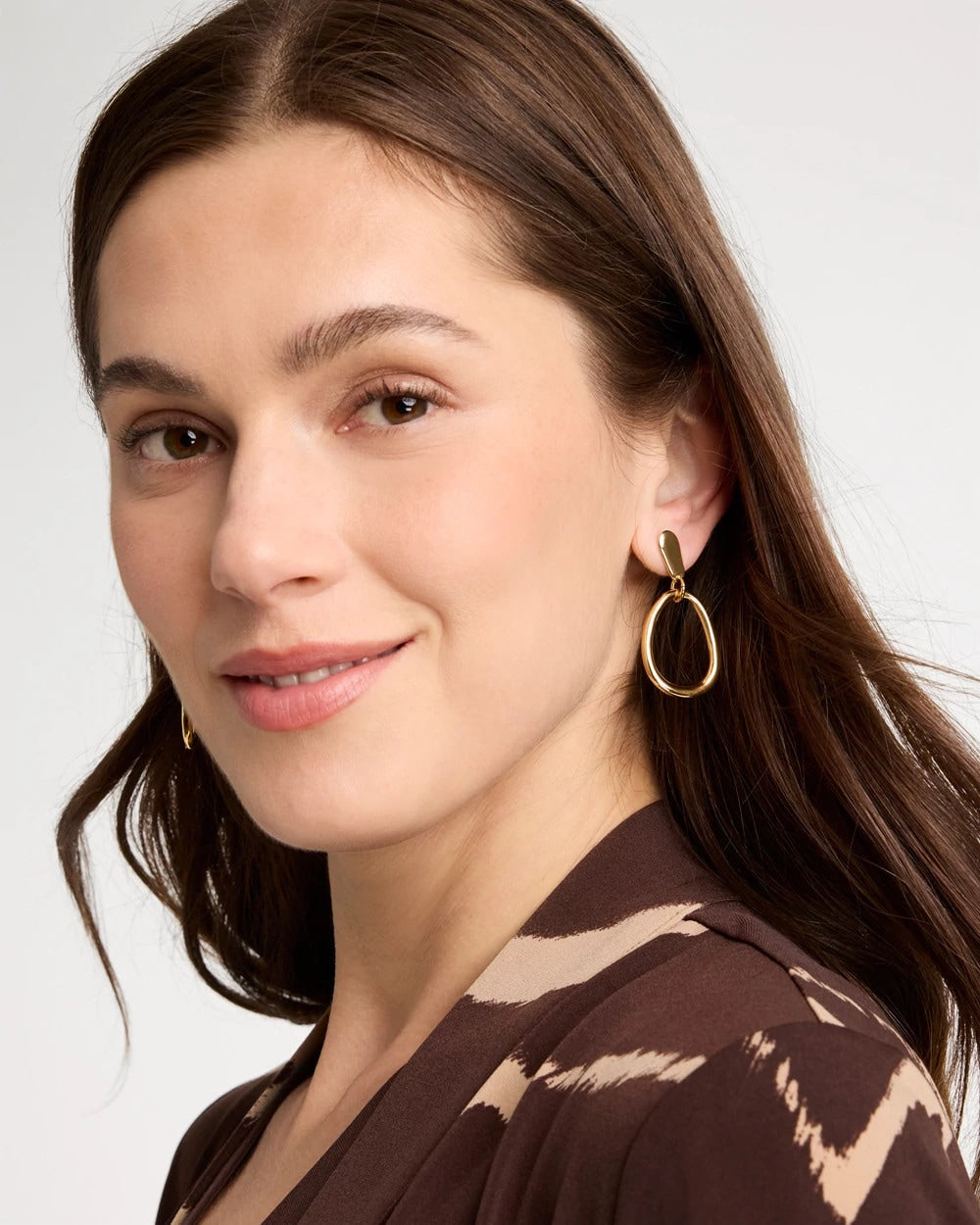 Chico's Goldtone Open Circle Drop Earrings Gold