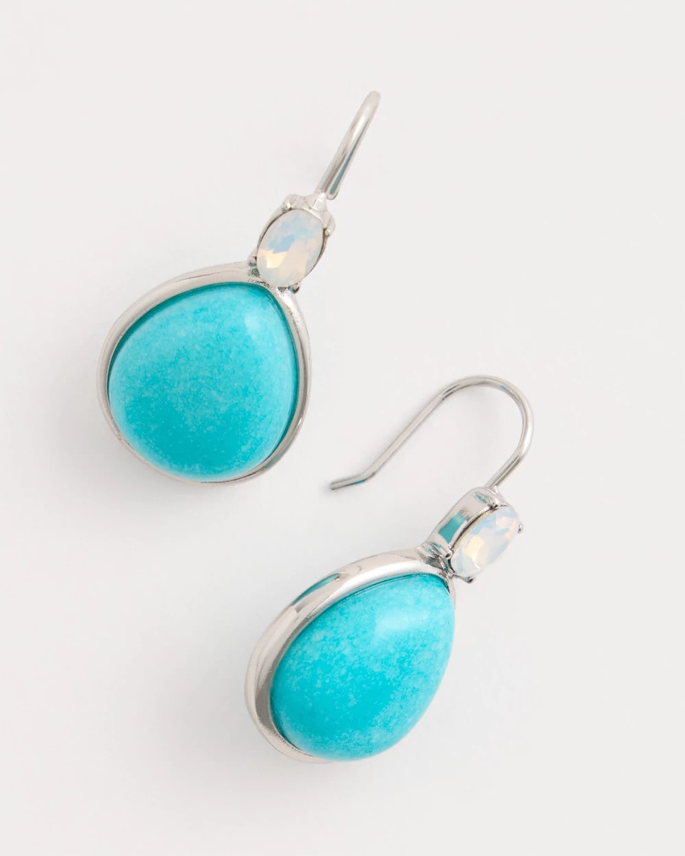 Chico's Genuine Jade Teal Teardrop Earrings Teal