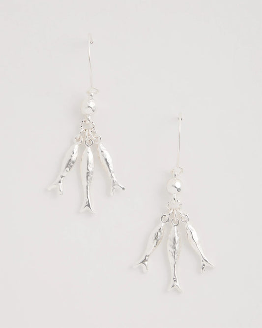 Chico's Silvertone Fish Cluster Earrings Silver