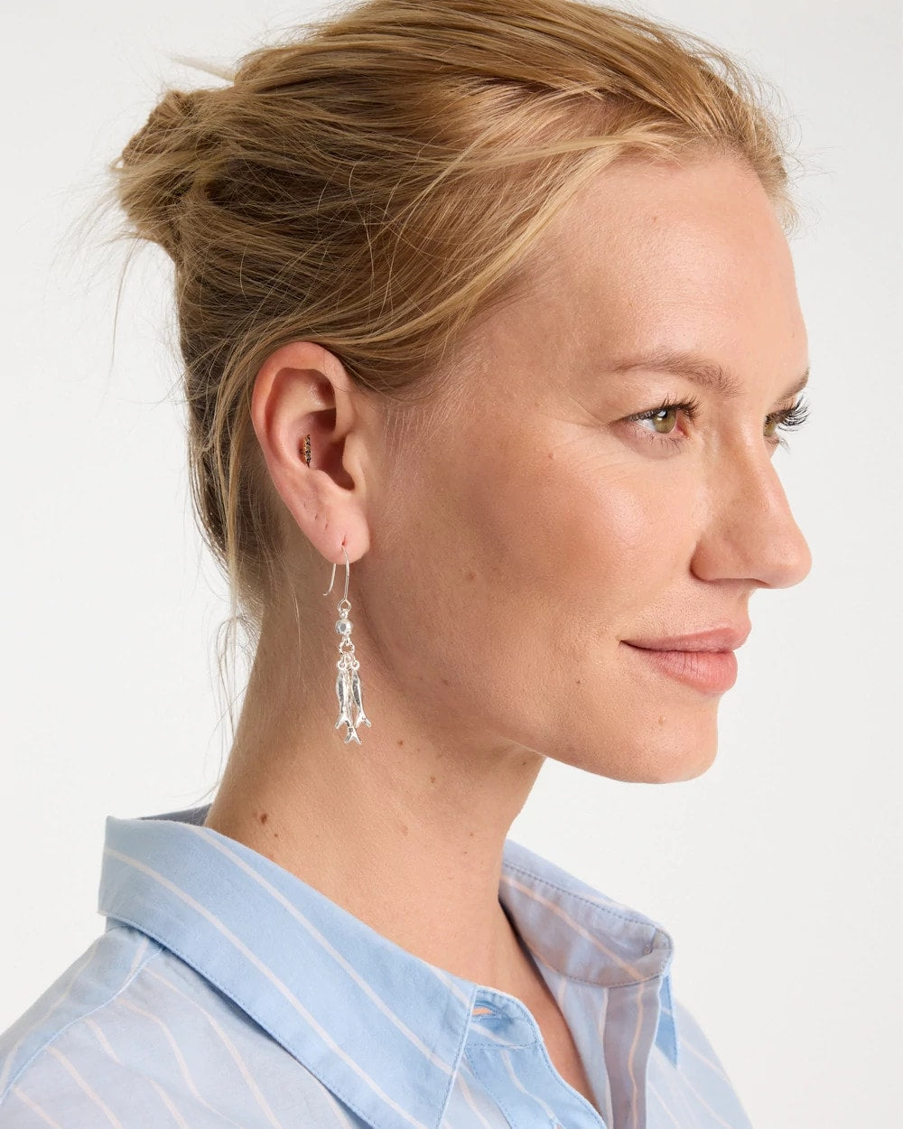 Chico's Silvertone Fish Cluster Earrings Silver