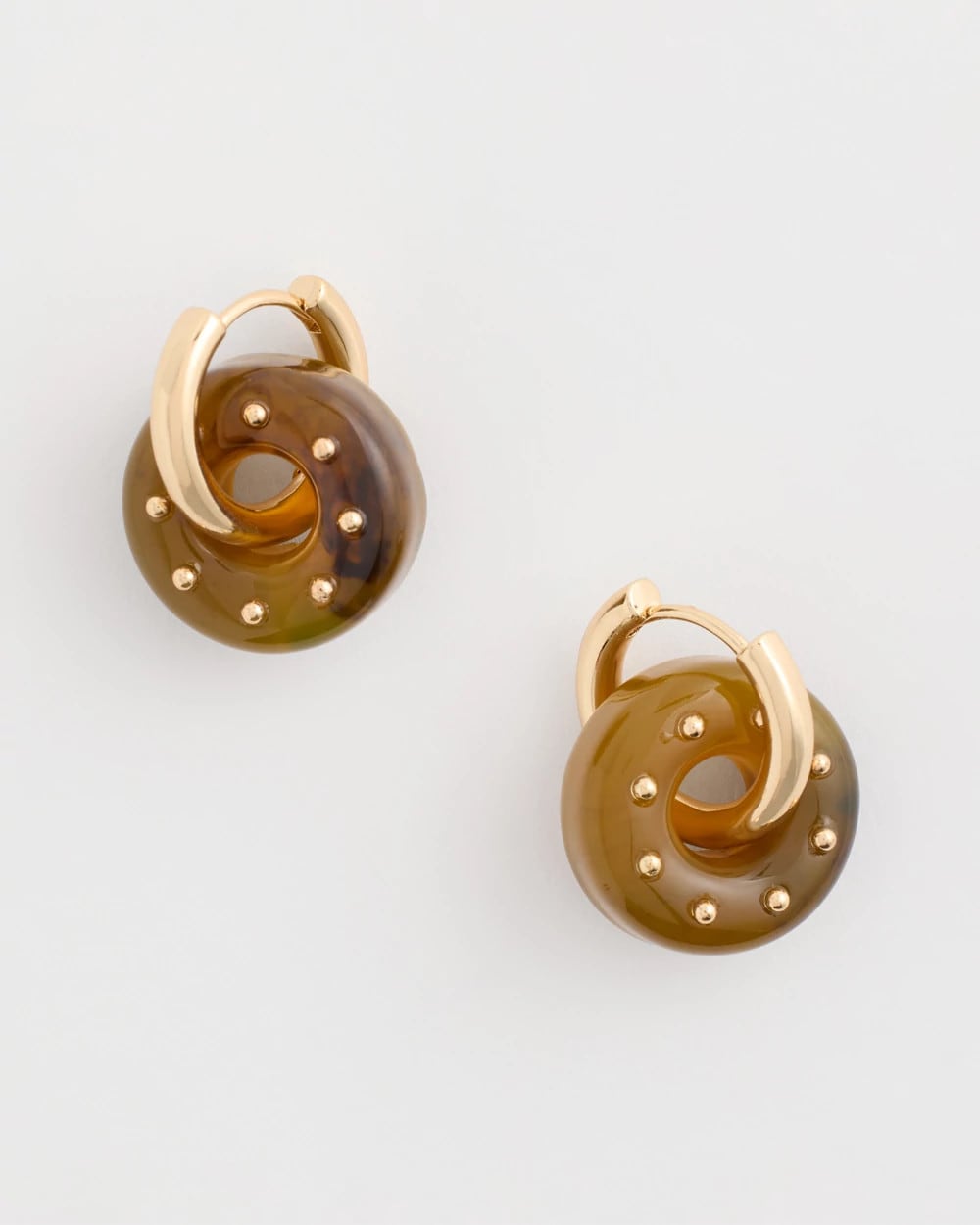 Chico's Neutral Resin Drop Hoop Earrings Neutral