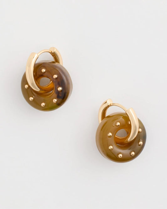 Chico's Neutral Resin Drop Hoop Earrings Neutral