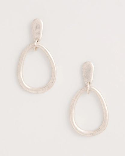 Chico's Silvertone Open Circle Drop Earrings Silver